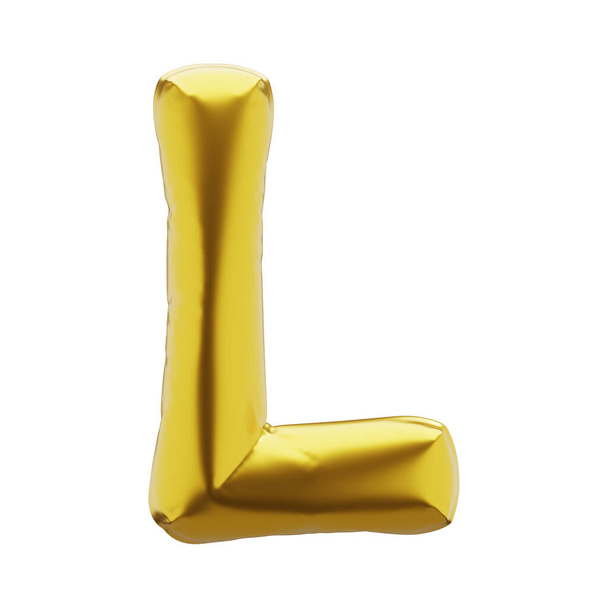 Inflatable letter L in golden color. Inflatable symbols of golden color for your design. 3d render. - Photo, Image