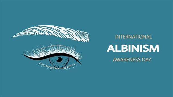 Œil de femme avec sourcils blancs et cils vecteur illustration isolée. Journée internationale de sensibilisation à l'albinisme 13 juin. - Vecteur, image