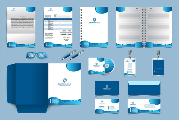 Corporate identity branding design template. Premium Stationery design set. Most popular Vector Template for business or finance companies. Invoice, Folder, Letterhead, notebook, business card, envelope - Vector, Image