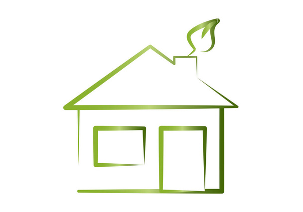 Иконка зеленого эко-дома на белом фоне - Вектор,изображение