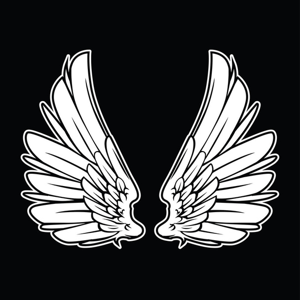 Крыло Кристиана Кросса вектор рисования крылья крылья крылья винтажные крылья птицы перо татуировки ястреб ангел крылья  - Вектор,изображение