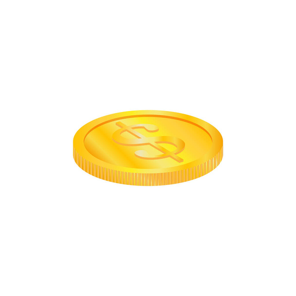 A gold coin is a financial symbol on a white background. A vector image. - Vector, Image