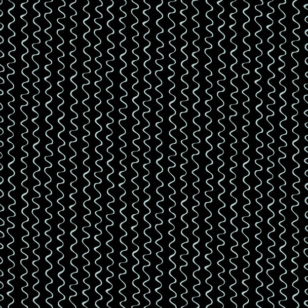 Siyah arkaplanda el çizimi dalgalı çizgileri olan pürüzsüz desen - Vektör, Görsel