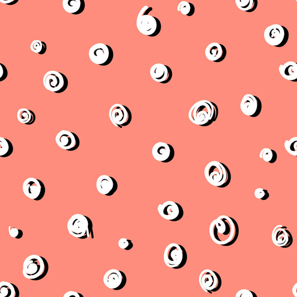 Abstract polka dot naadloos patroon voor textiel, stof, inpakpapier print en design. Doodle spots met schaduwen. - Vector, afbeelding
