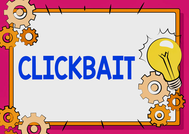 Conceptual display Clickbait. Business idea the main purpose is to attract attention to a particular web page Fixing Old Filing System, Maintaining Online Files, Removing Broken Keys - Photo, Image