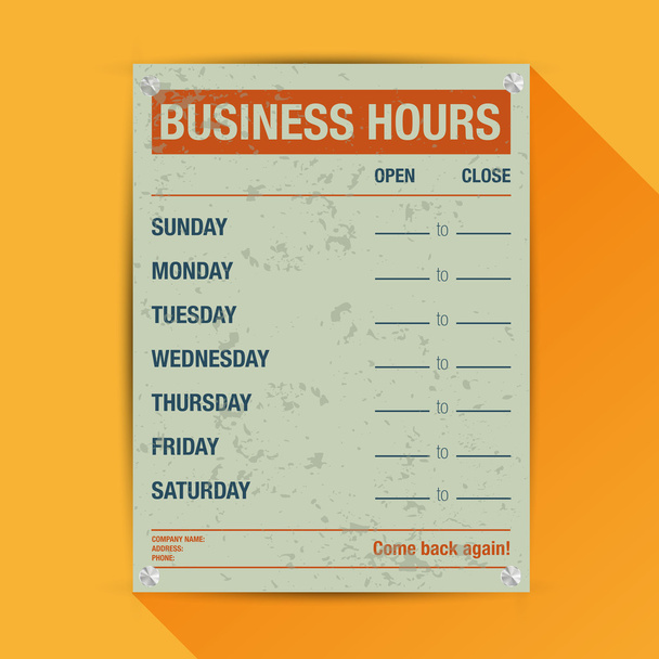 Business hours vector template - Vector, Image
