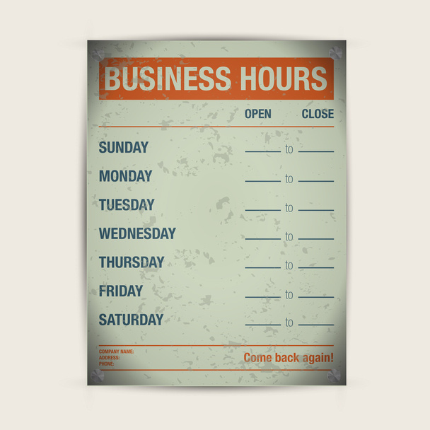 Business hours vector template - Vector, Image