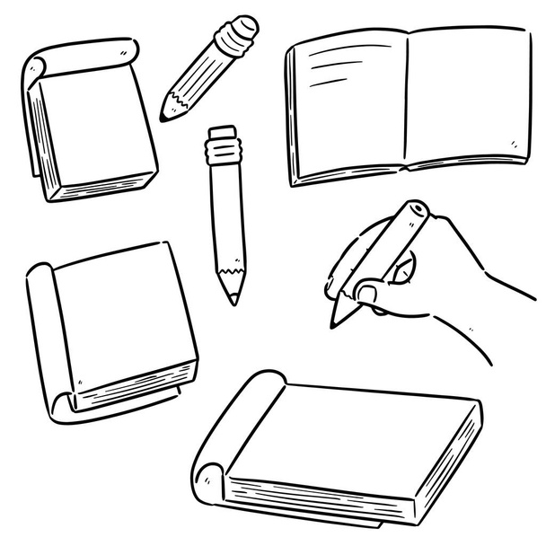 vector conjunto de cuaderno y lápiz - Vector, imagen