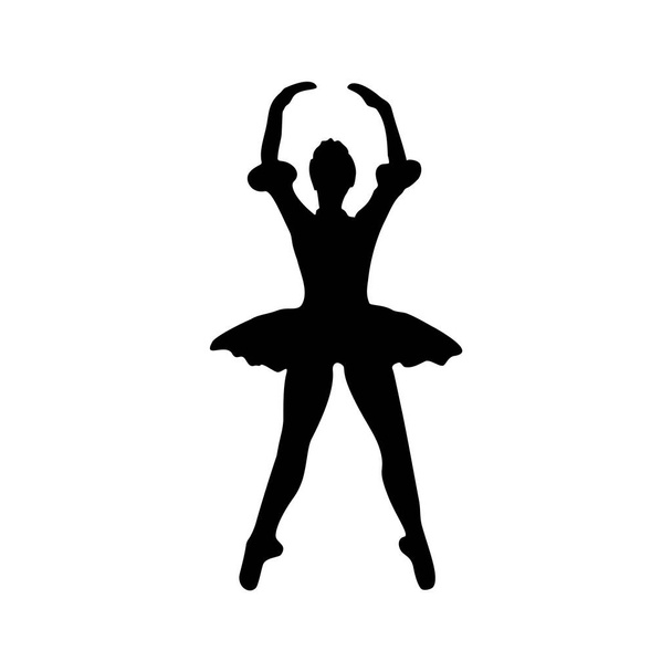 La ballerina sul palco è nera su sfondo bianco. Un'immagine vettoriale. - Vettoriali, immagini