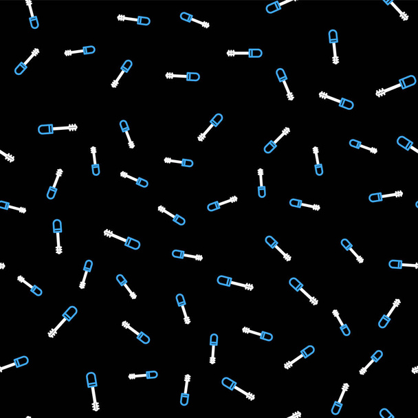 Line Mascara Pinsel Symbol isoliert nahtlose Muster auf schwarzem Hintergrund. Vektor - Vektor, Bild