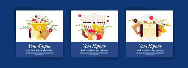 Feliz yom kippur. Banderas vectoriales para publicaciones en redes sociales, postales, tarjetas de felicitación y carteles. - Vector, Imagen