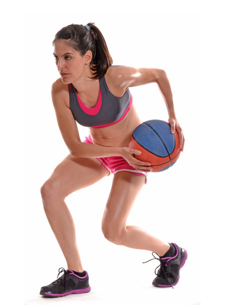Woman and basket ball - 写真・画像