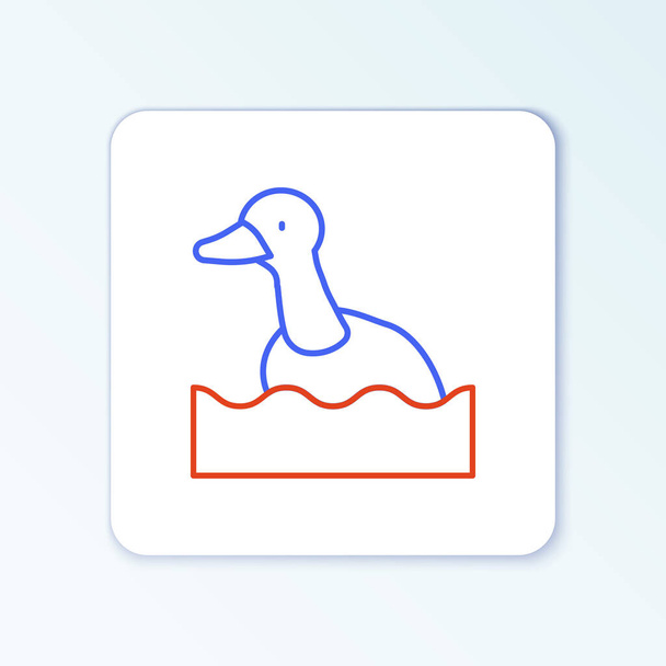 Línea Icono de pato volador aislado sobre fondo blanco. Concepto de esquema colorido. Vector - Vector, imagen