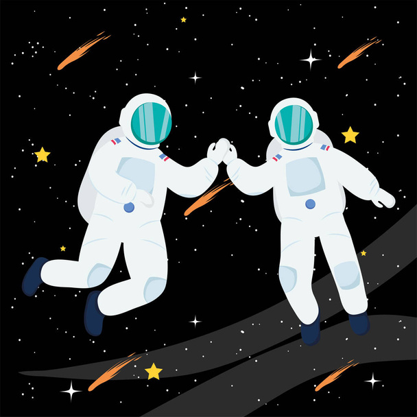 Astronauten met vallende sterren - Vector, afbeelding