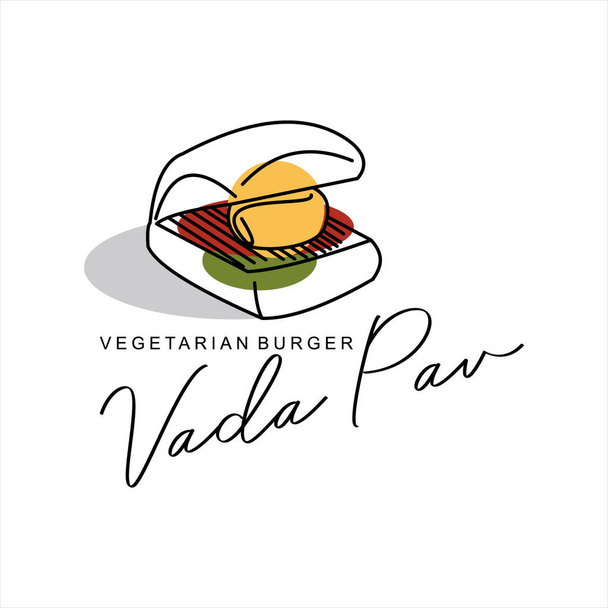 Vada Pav Logo Street Food Vector - Vector, imagen