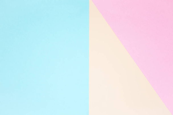 Blue, yellow and pink color pastel paper for background. Mock up, copy space. - Photo, Image