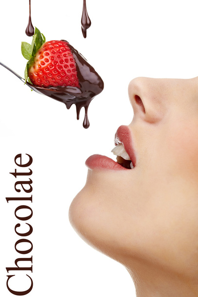 woman with strawberry - Photo, image