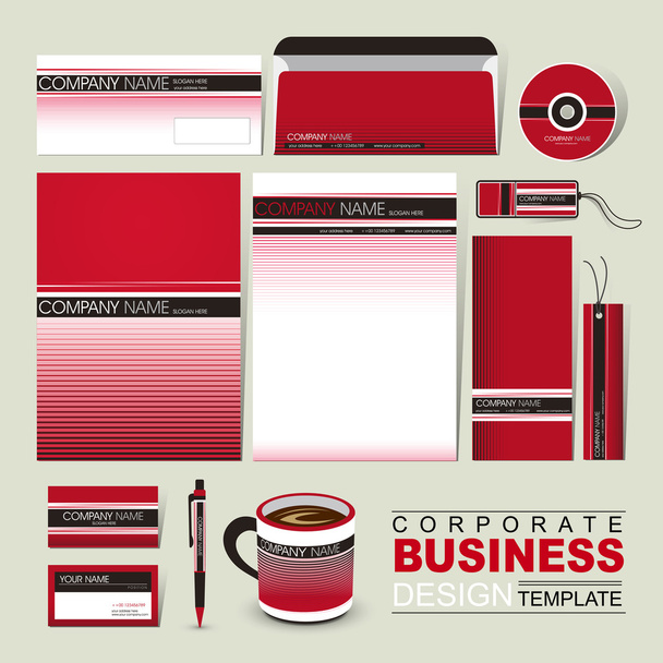 business corporate identity template with red and black line - ベクター画像