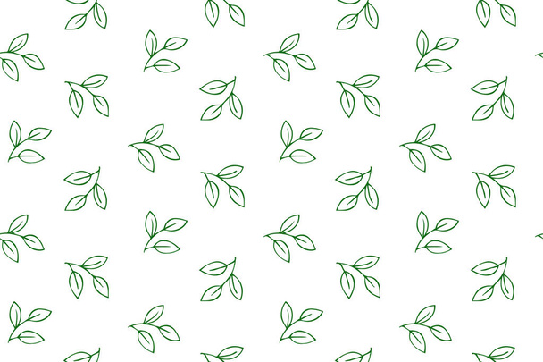 Green tree branch seamless abstract background pattern. Vector illustration doodles, line art style design - Vecteur, image