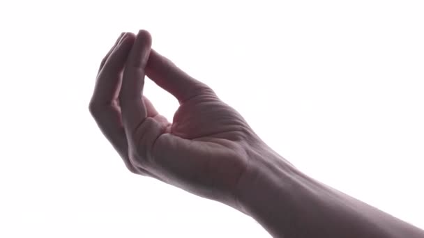 Persona hace gesto de la mano con brigh fondo blanco - Metraje, vídeo