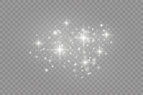 Белые искры света, сверкающие волшебные частицы пыли - Вектор,изображение