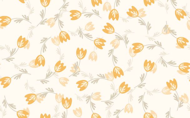 Seamless floral pattern based on traditional folk art ornaments. Colorful flowers on light background. Scandinavian style. Sweden nordic style. Vector illustration. Simple minimalistic pattern - Vector, imagen