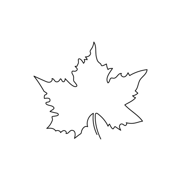 Рисунок непрерывной линии из кленового листа. Однолинейное искусство листьев деревьев, трав, растений. - Вектор,изображение