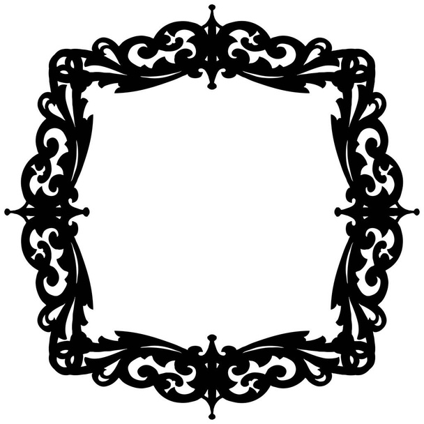 Black decorative Vintage frame on white background.  - Photo, Image