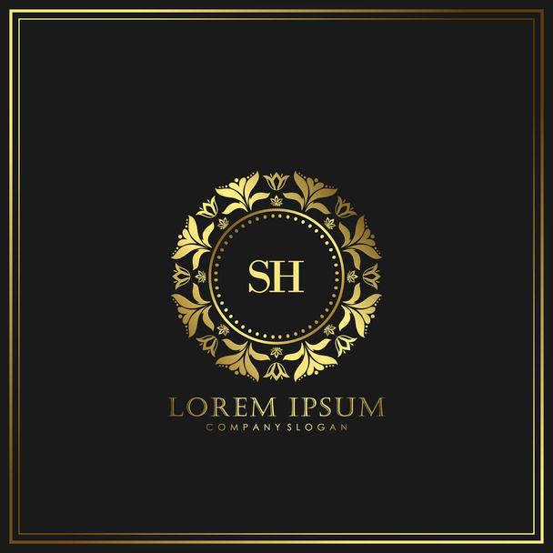 SH Carta Inicial de Lujo Logo plantilla en vector para Restaurante, Royalty, Boutique, Café, Hotel, Heráldico, Joyería, Moda y otros vector de ilustración - Vector, Imagen