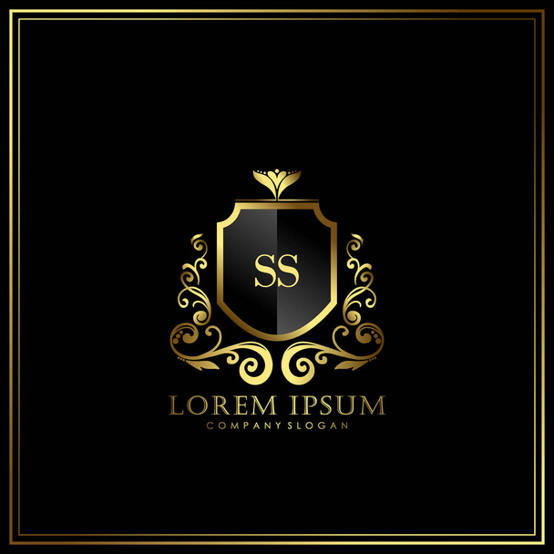 SS Eerste Brief Luxe Logo template in vector voor Restaurant, Royalty, Boutique, Cafe, Hotel, Heraldic, Jewelry, Fashion en andere vector illustratie - Vector, afbeelding