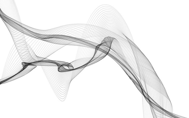 Αφηρημένο φόντο με μονόχρωμες κυματικές γραμμές σε λευκό φόντο. Σύγχρονο τεχνολογικό υπόβαθρο. - Φωτογραφία, εικόνα