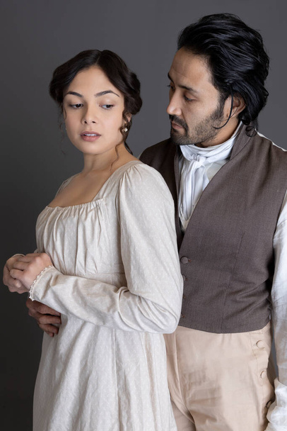 A Regency couple against a grey studio backdrop - Photo, Image