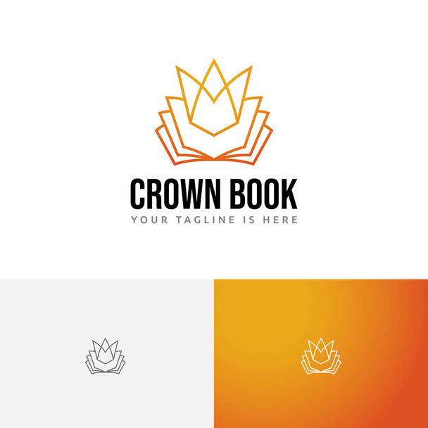 Kingdom Golden Crown Book Tutkimuksessa Learning Course School Line Logo - Vektori, kuva