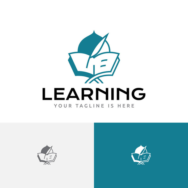 Cúpula de mezquita Escuela Islámica Corán Lectura Aprendizaje Logo - Vector, Imagen