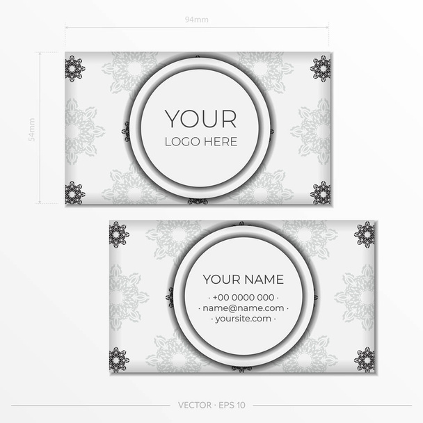 Fehér luxus névjegykártyák sablon dekoratív díszek névjegykártyák, keleti minta, illusztráció. - Vektor, kép