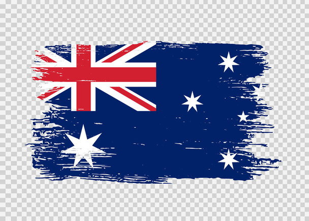 Flaga Australii z farbą pędzelkową teksturowane izolowane na png lub przezroczyste tło, Symbol Australii, szablon na baner, karta, reklama, promocja, reklamy, web design, magazyn, wektor - Wektor, obraz