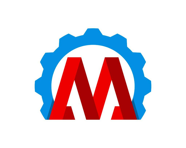 Mechanisch vistuig met M letter initiaal binnen - Vector, afbeelding
