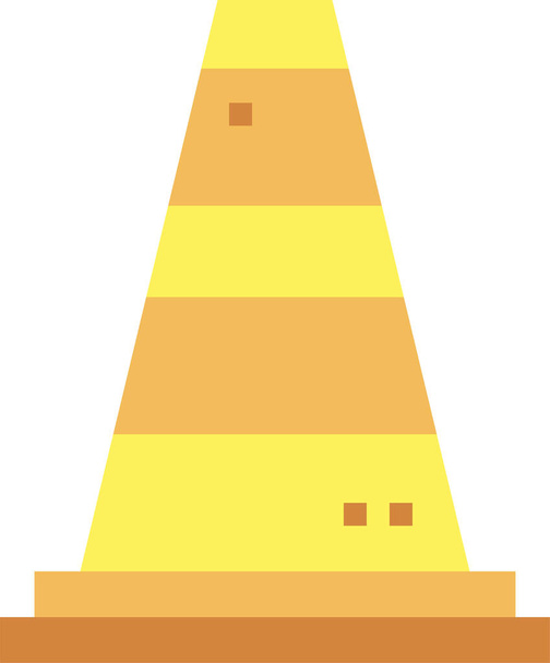 cone construction signaling icon in flat style - Vector, Image