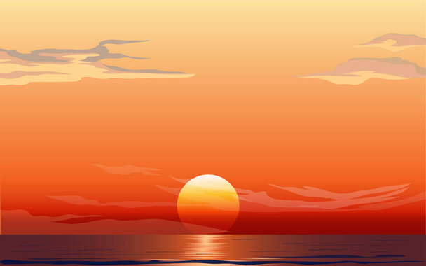 landscape of the beach in sunset in summer - Vector, Image