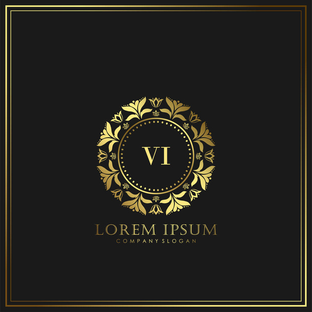 VI Initial Letter Luxury Logo template in vector for Restaurant, Royalty, Boutique, Cafe, Hotel, Heraldic, Biżuteria, Moda i inne ilustracje wektorowe - Wektor, obraz