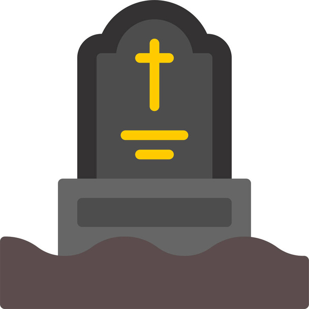 tombstone death cemetery icon in flat style - Vector, Image