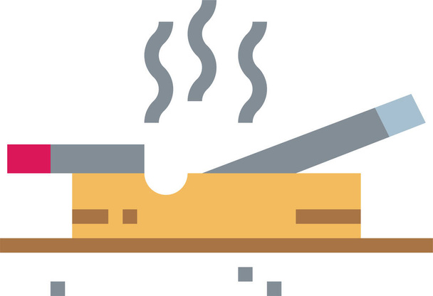 τασάκι τσιγάρο εικονίδιο καπνού σε επίπεδη στυλ - Διάνυσμα, εικόνα