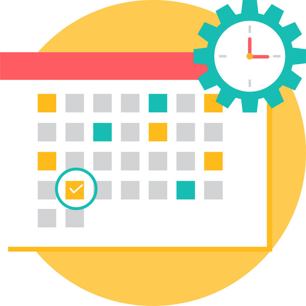 date time calendar icon in flat style - Vector, Image