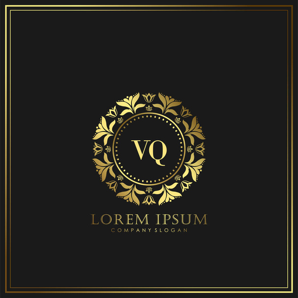 VQ Initial Letter Luxury Logo template in vector for Restaurant, Royalty, Boutique, Cafe, Hotel, Araldic, Jewelry, Fashion e altre illustrazioni vettoriali - Vettoriali, immagini