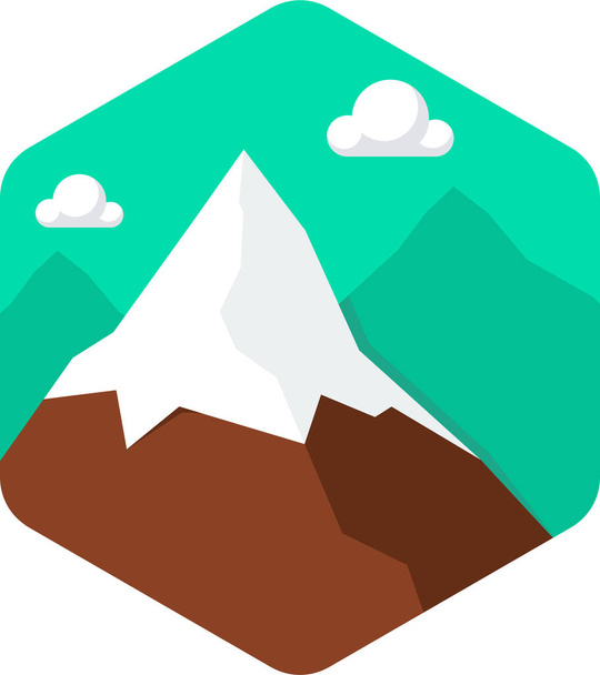 colina montaña nube icono en estilo plano - Vector, imagen