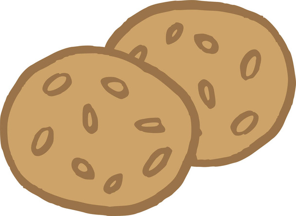 csokoládé cookie-k desszert ikon kézzel rajzolt stílusban - Vektor, kép
