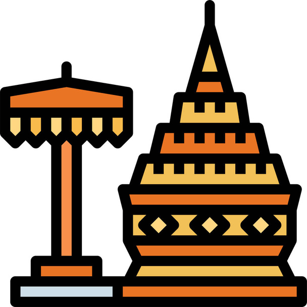 architectonic doi suthep landmark icon in filled-outline style - Vector, Image