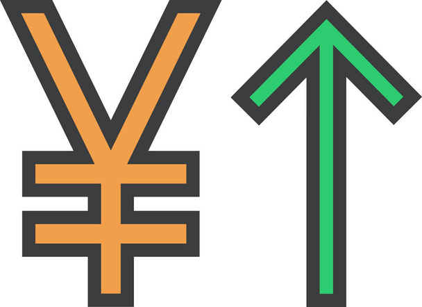 finance verhoging aandelen pictogram in gevulde-outline stijl - Vector, afbeelding