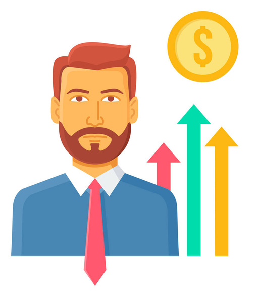 employee growth analysis icon in flat style - Vector, Image