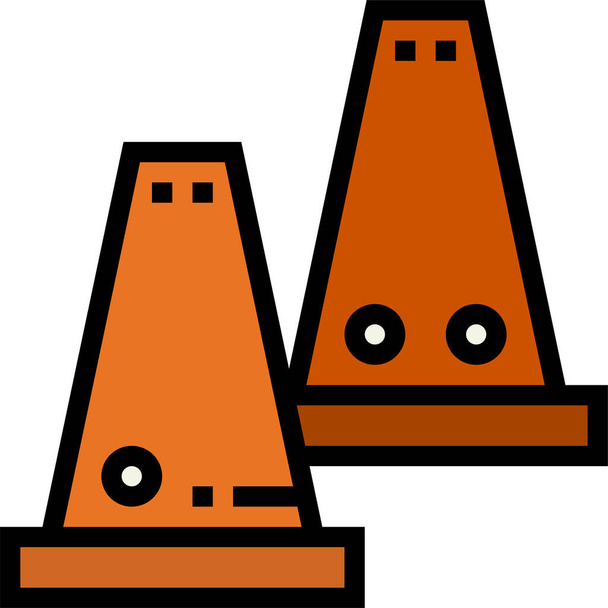 cones bollards ícone de sinalização em estilo de esboço preenchido - Vetor, Imagem